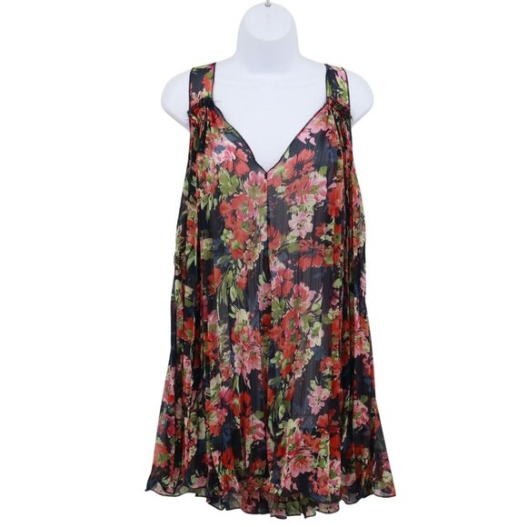 Black Sheep Pleated Mini Dress Womens XS Black Coquette Fairycore Bloomcore Boho - Picture 1 of 16